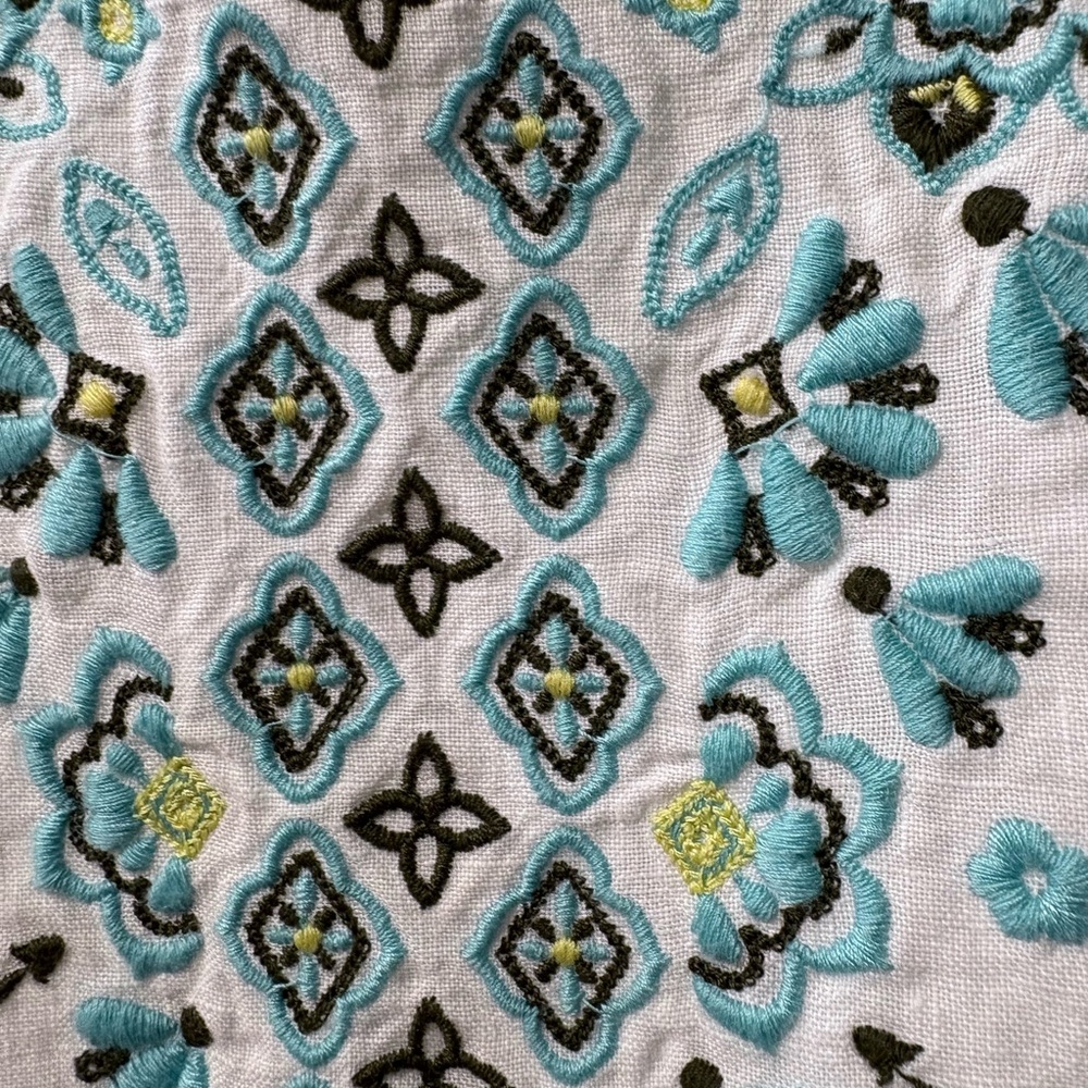 J. Jill White sleeveless dress with Blue & brown Embroidery - Picture 7 of 14